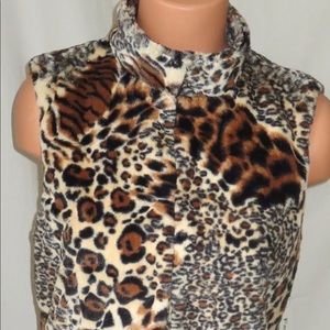 NWT Faux fur animal print vest